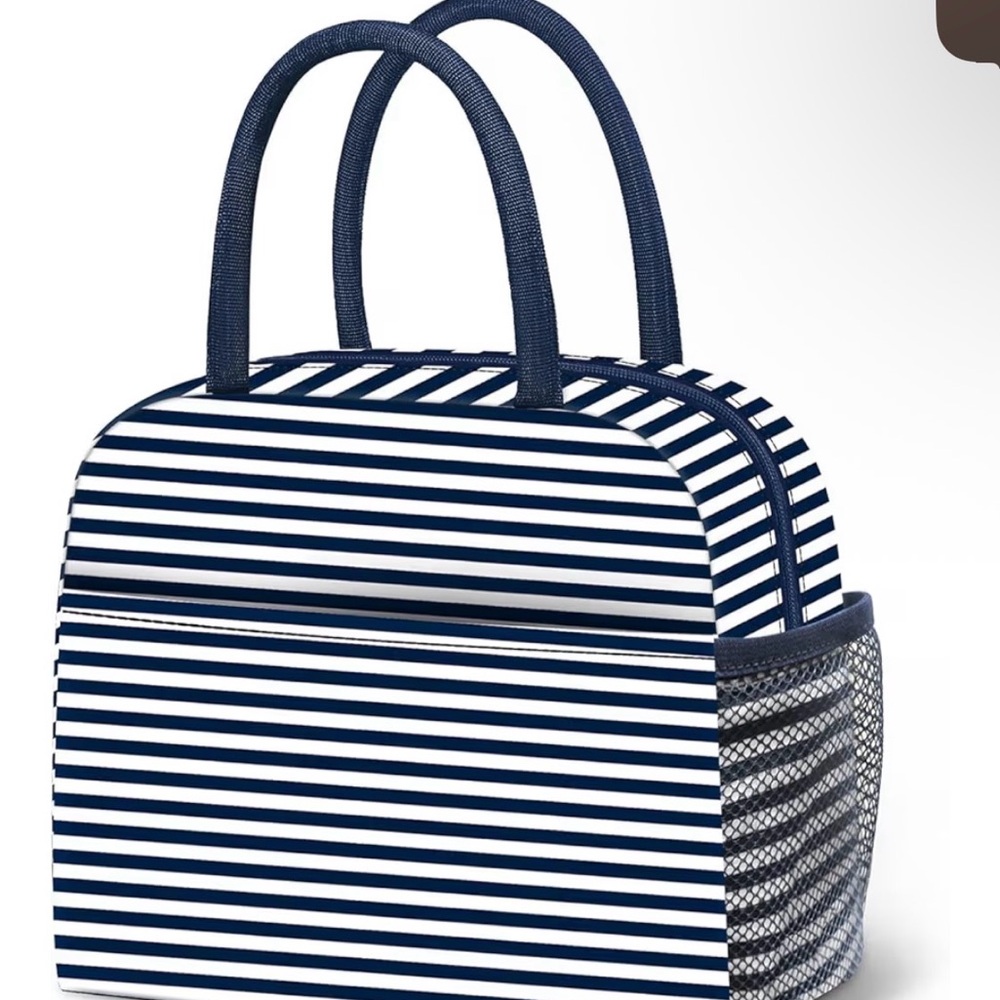Navy Striped Women's lunch  Bag